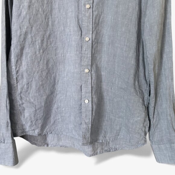 Michael Kors Linen Light Blue Button Down Shirt Mens Medium Preppy Vacation - Picture 3 of 16